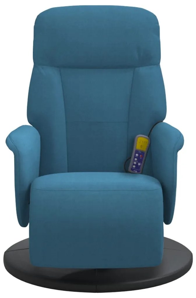 Cadeirão de massagens reclinável com apoio de pés veludo azul