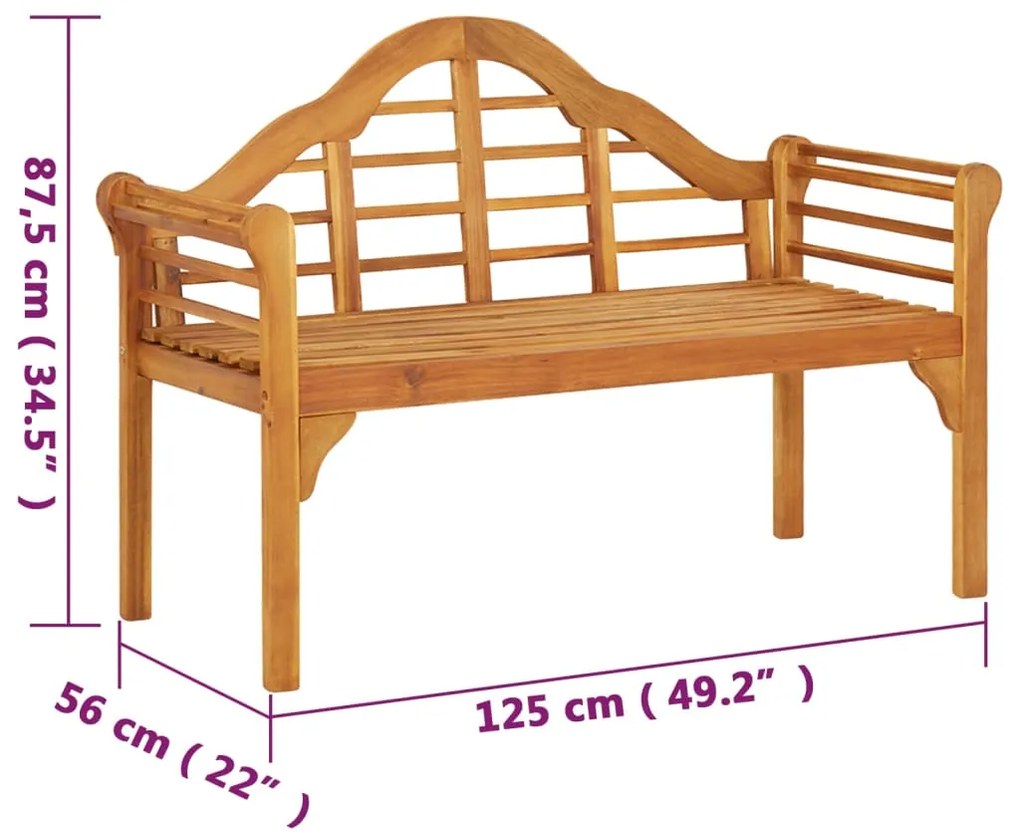Banco de jardim 125 cm madeira de acácia maciça