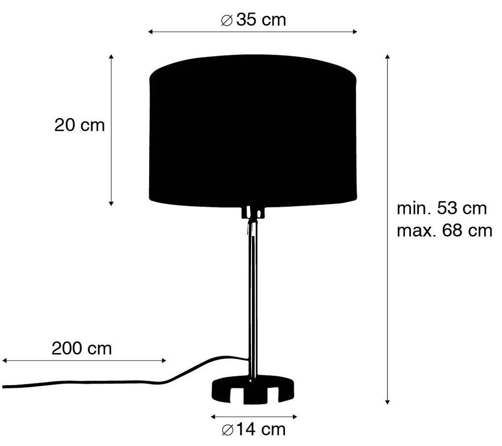 Candeeiro de mesa dourado ajustável com abajur cinzento claro 35 cm - Parte Design