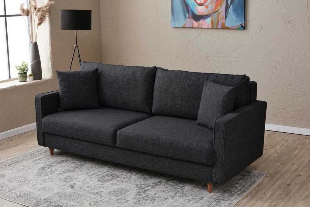 Sofá de 3 Lugares Eva – Antracite – 210x82x90 cm