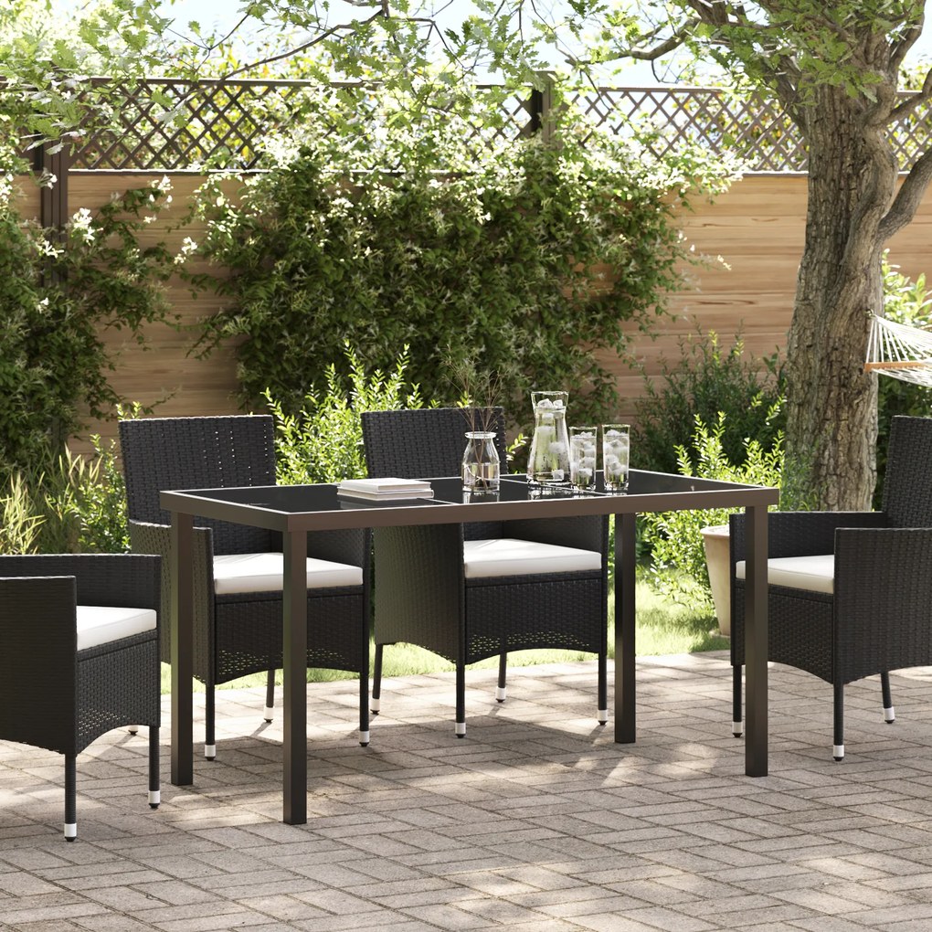 vidaXL Mesa de Jardim Preta 140x80x73 cm Vidro Temperado