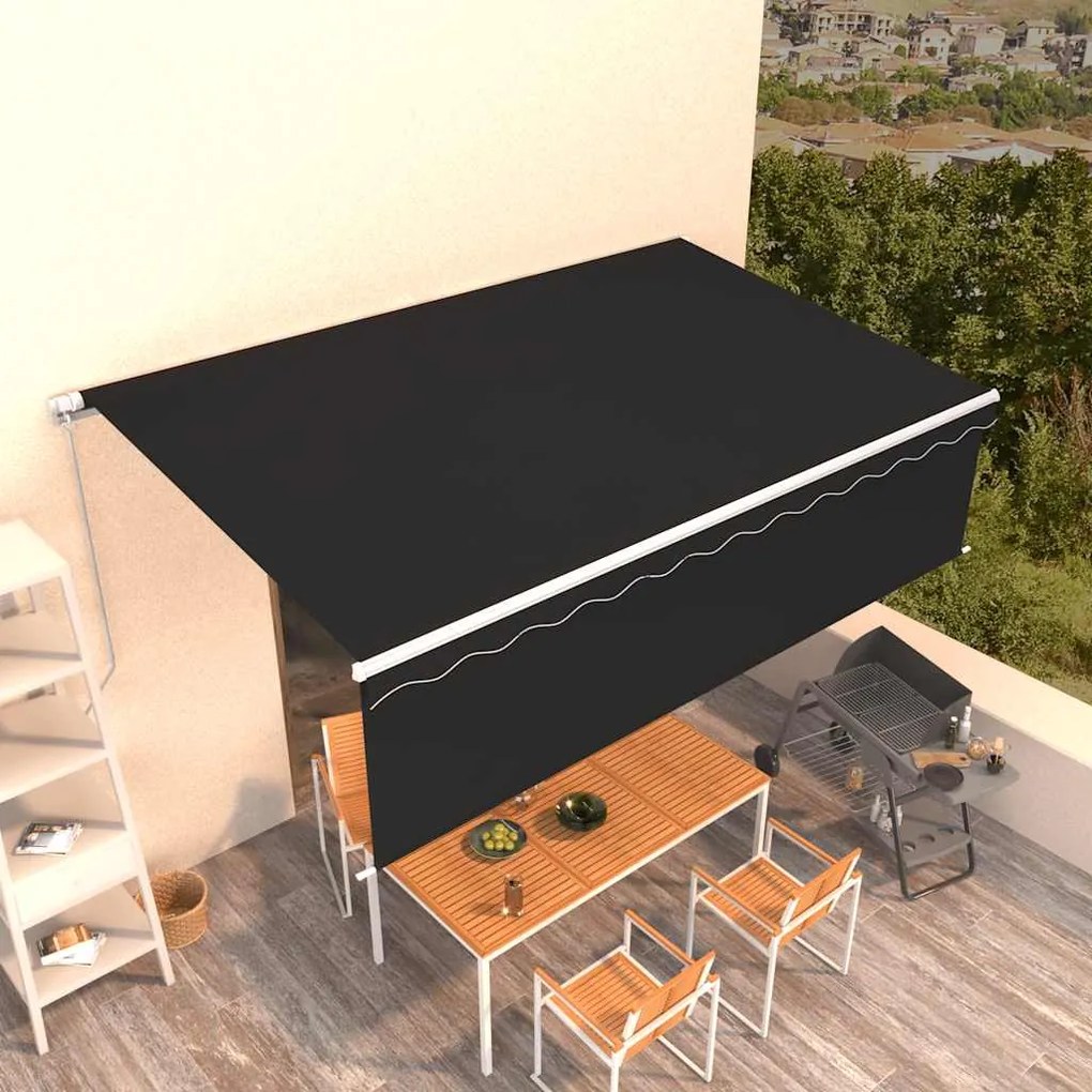 Toldo retrátil manual com estore 5x3 m antracite