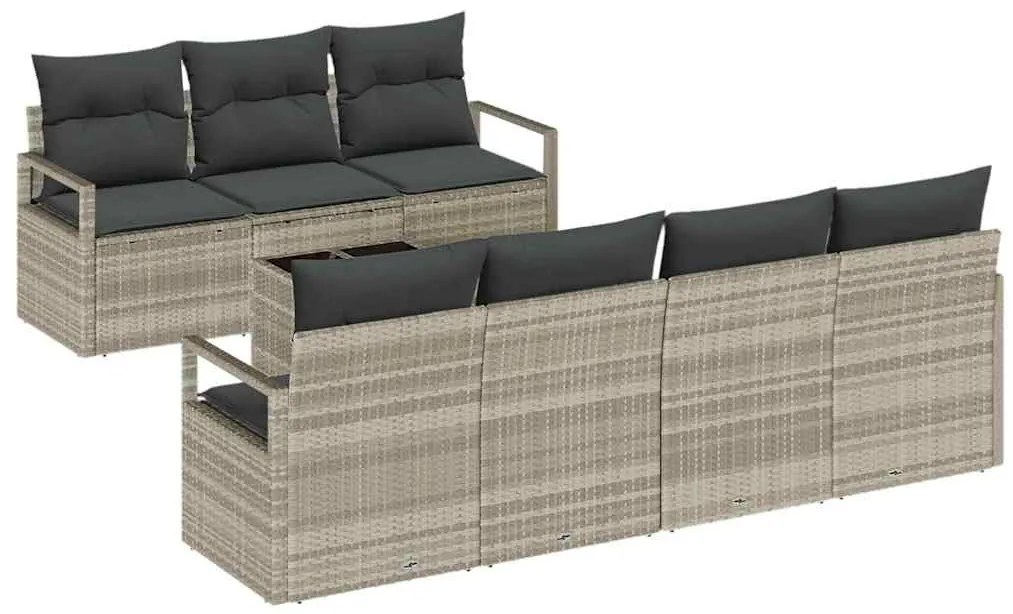 Conjunto de Sofá de Jardim de 8 Peças com Almofadas Cinzento-claro Rat