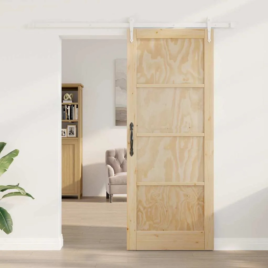 Porta Deslizante vidaXL com Conjunto de Ferragens 83x211 cm Madeira Ma