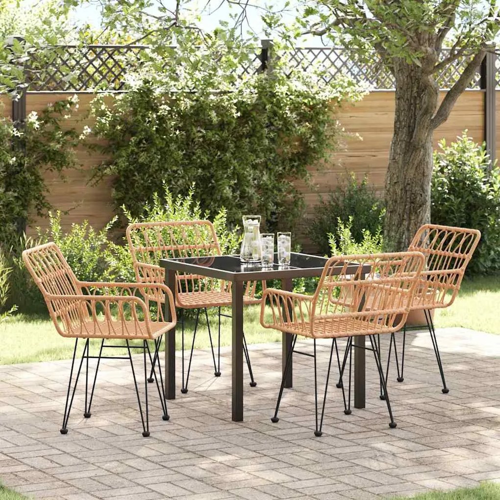 vidaXL Conjunto de Jantar para Jardim 5 pcs Castanho Rattan Sintético