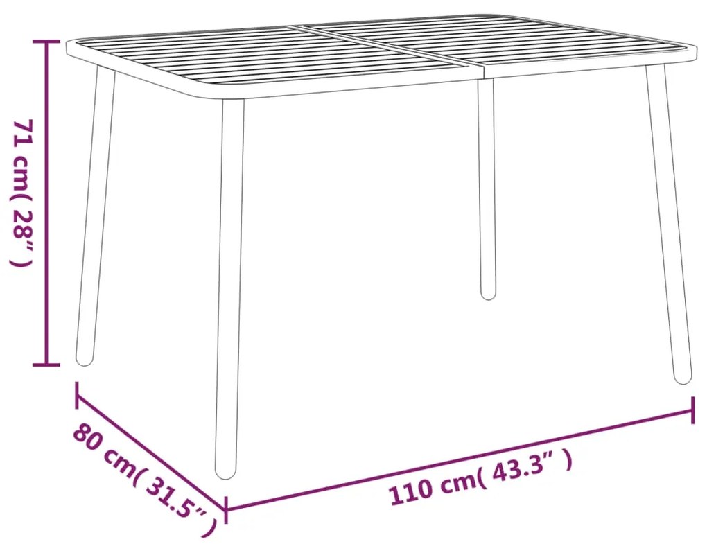Mesa de jardim 110x80x71 cm aço antracite