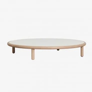 Mesa De Centro Redonda Para Jardim Em Madeira De Acácia Olivia Ø100 Cm & Gardénia Branco & Marrom Acácia Claro - Sklum
