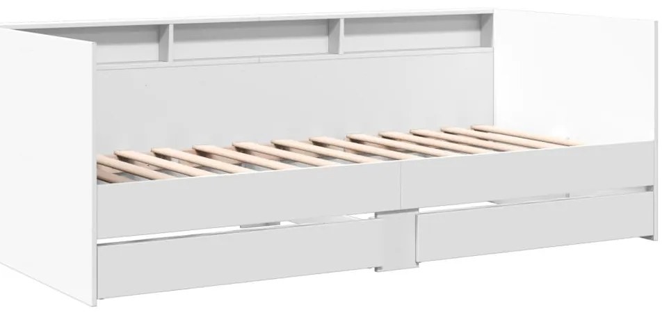 Sofá-cama com gavetas sem colchão 100x200 cm branco