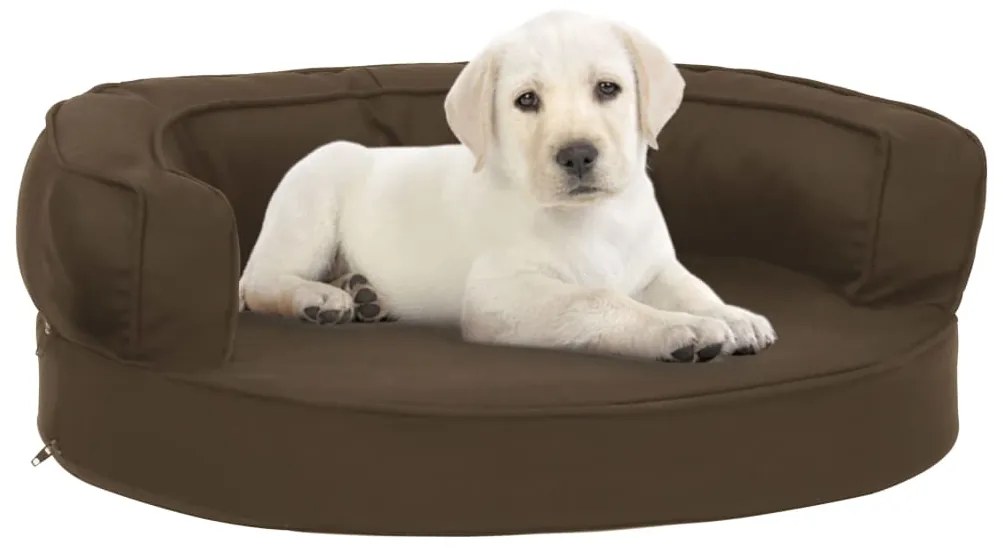 vidaXL Cama para cães ergonómica 60x42 cm aspeto linho castanho