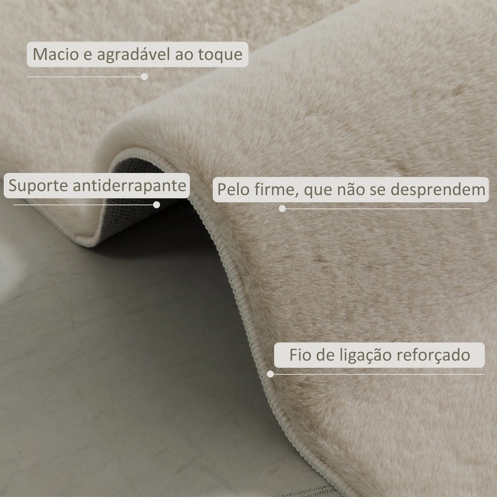 Tapete para Sala de Estar 120x160 cm Tapete Lavável à Máquina Pelo Longo Macio Estilo Moderno Creme