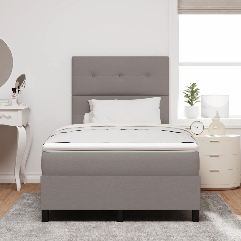 Cama Box Spring com Colchão Taupe 120x200 cm de Tecido