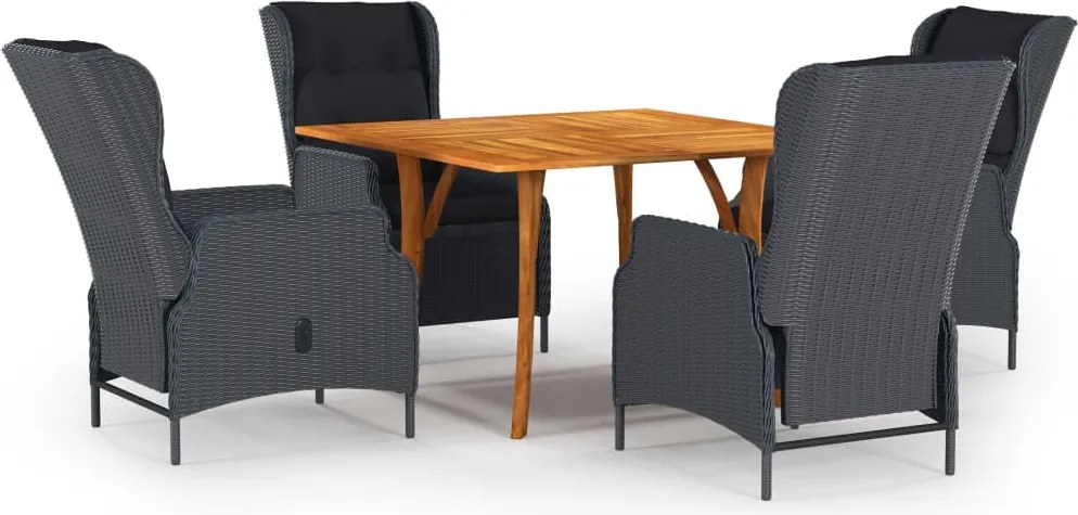 vidaXL 5 pcs conjunto de jantar para jardim cinzento-escuro