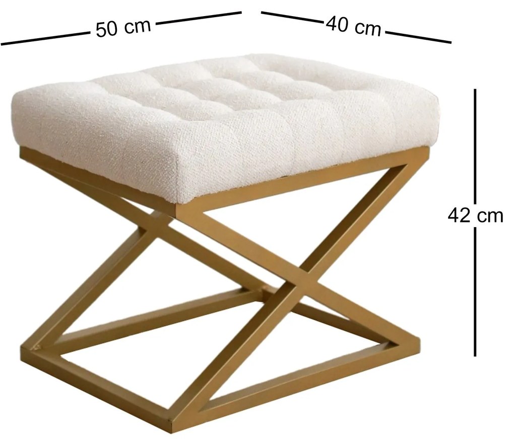 Pouffe Altin – Cream – 50 cm x 42 cm x 40 cm