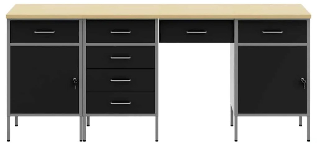 Conjunto de Mesa e Armário de Trabalho VidaXL 4 Peças Preto em Madeira