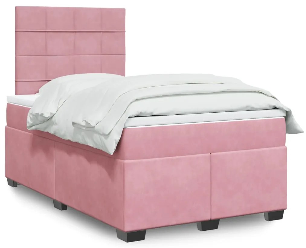 Cama boxspring com colchão 120x190 cm veludo rosa