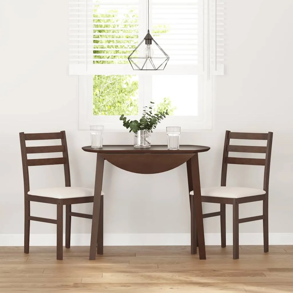 Cadeiras de jantar com almofadões 2 pcs madeira maciça castanho