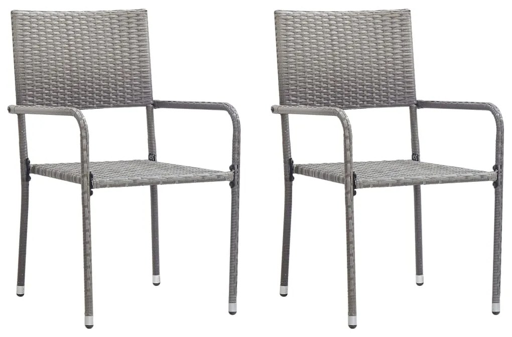 vidaXL Cadeiras de jantar empilháveis para jardim 2 pcs vime PE cinza