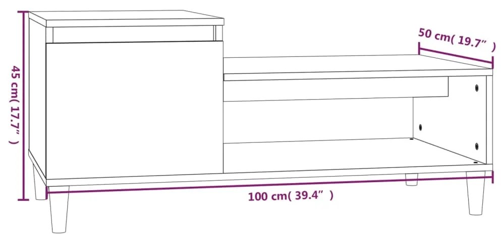 Mesa de centro 100x50x45 cm derivados madeira carvalho sonoma
