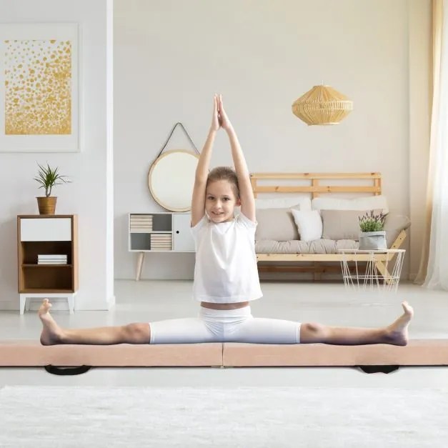 Barra de equilíbrio Ginástica dobrável com base de madeira maciça e superfície antiderrapante de espuma portátil com alça para crianças e adolescente