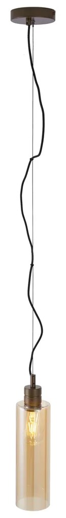 Candeeiro suspenso Hotel Chic bronze escuro com vidro âmbar - Stavelot Chique de hotel