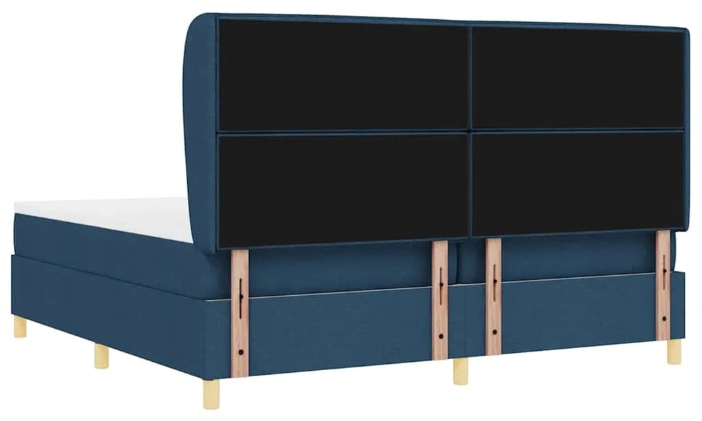 Cama Box Spring vidaXL com Colchão Azul 200x200 cm em Tecido