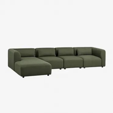 Sofá Modular Chaise Longue Esquerdo De 4 Peças Fogler Tecido Pele De Borrego Verde Sálvia - Sklum