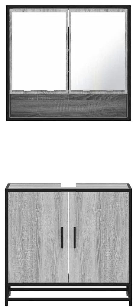 2 pcs conjunto móveis WC derivados de madeira sonoma cinza