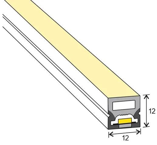 Led NEON Flex, 12x12mm, DC24V, 240Led/m, RGB, 5m, 90W, IP67 RGB regulável