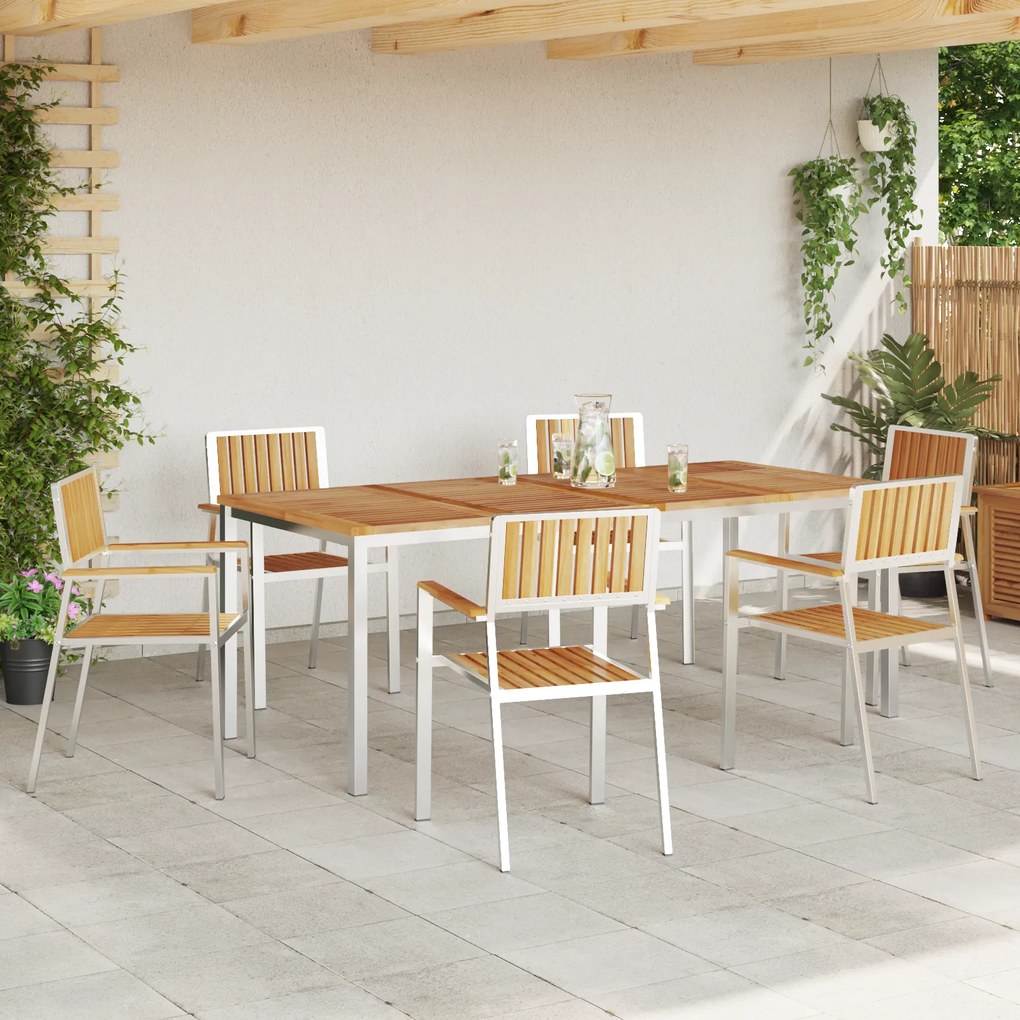 Conjunto de Jantar de Jardim de 7 Peças Madeira Sólida de Teca vidaXL