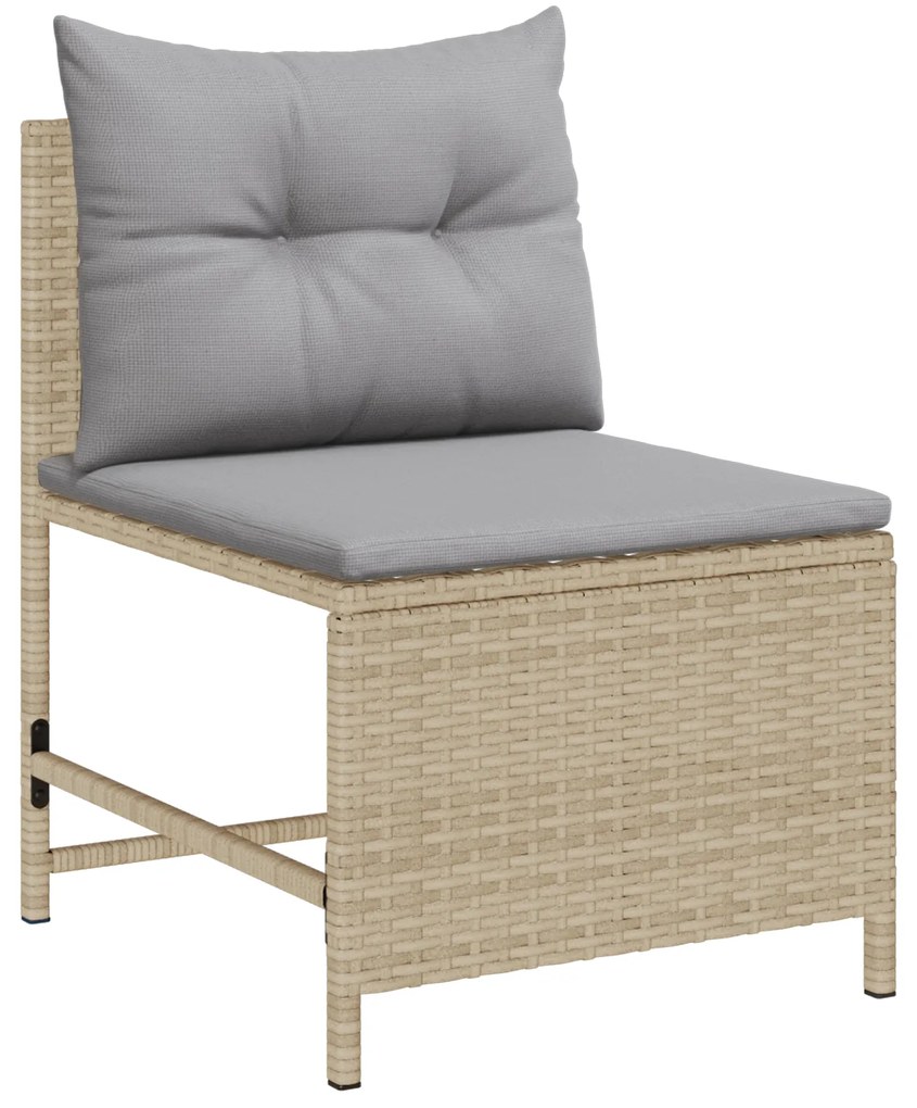 Conjunto de Sofás para Exterior Bege e Cinza Claro Rattan, Tecido
