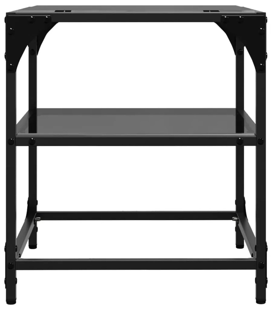 Mesas de centro c/ topo em vidro preto 2 pcs 40x40x45 cm aço