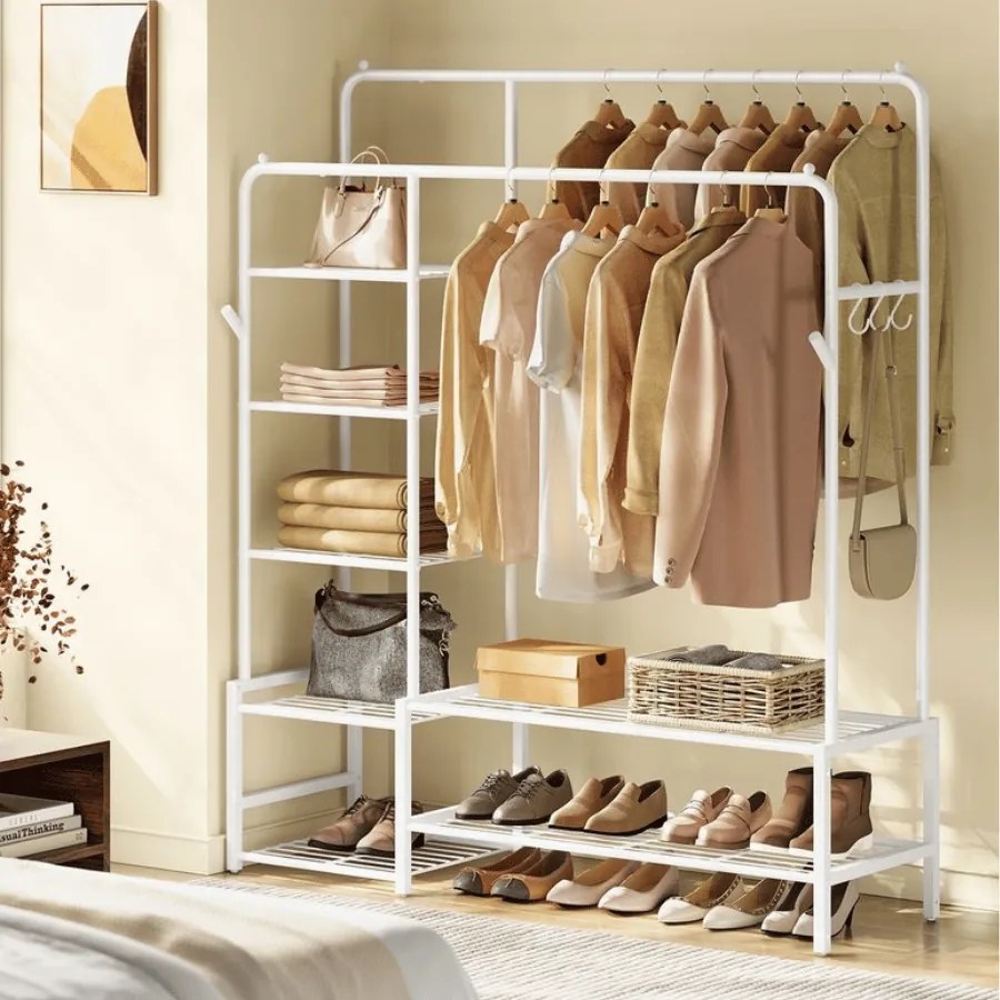 Guarda roupa aberto com 7 prateleiras 45 x 115,8 x 172,8 cm branco