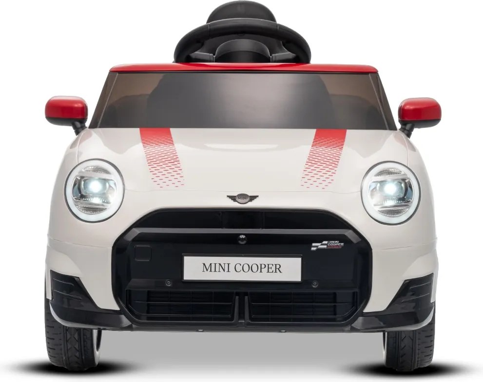 Carro elétrico para crianças 12V Mini Cooper MP3 Player com Controlo remoto, bateria de Lítio Licença Original Branco
