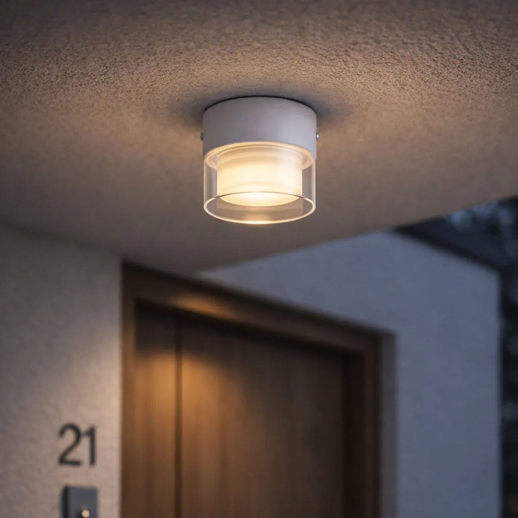 Candeeiro de Teto Moderno Branco com Vidro Transparente - Puck