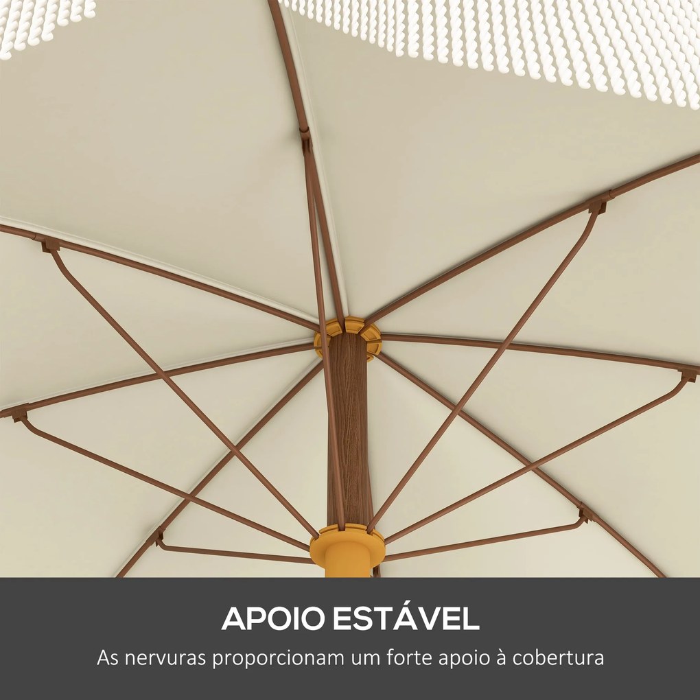 Chapéu de Sol de Praia Ø190x210 cm Chapéu de Sol para Terraço com 8 Va