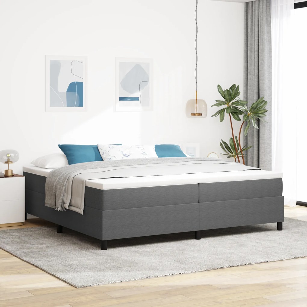 vidaXL Cama Box Spring com Colchão Cinza 200x200 cm Tecido de Veludo