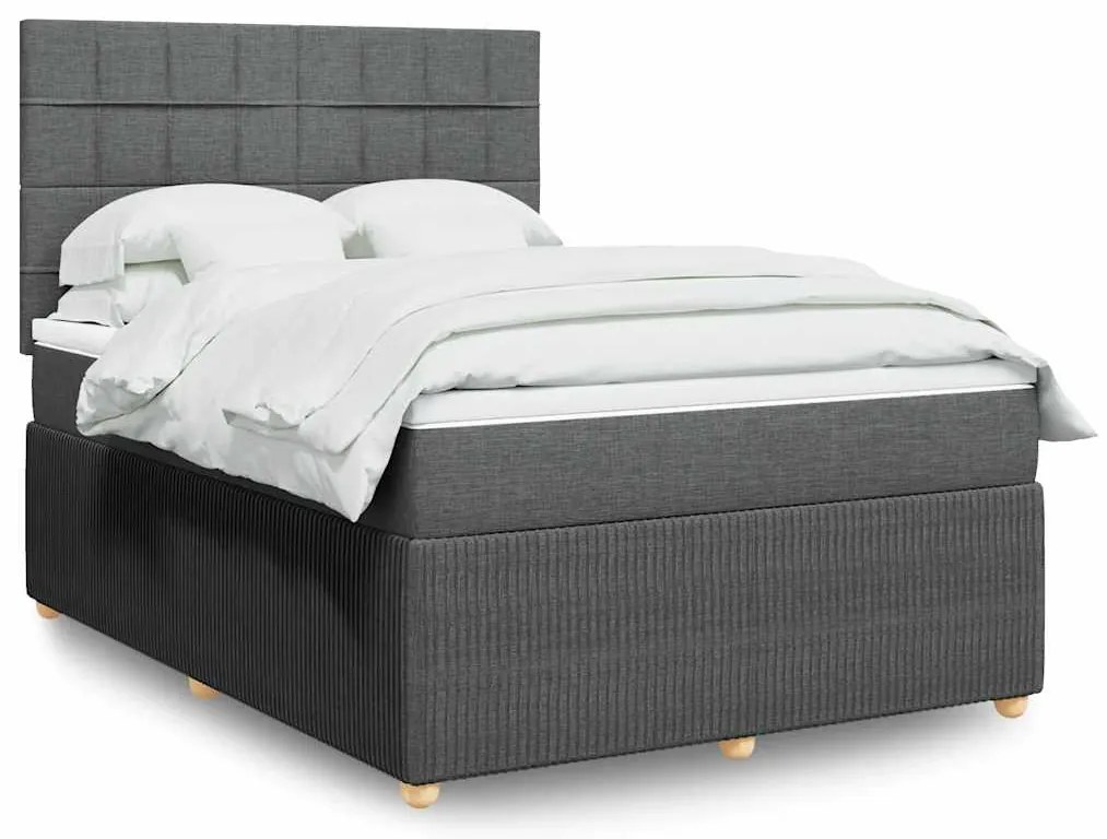 vidaXL Cama com molas/colchão 140x200 cm tecido cinzento-escuro