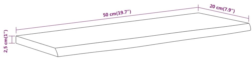 Prateleira de parede retangular 50x20x2,5 cm acácia maciça