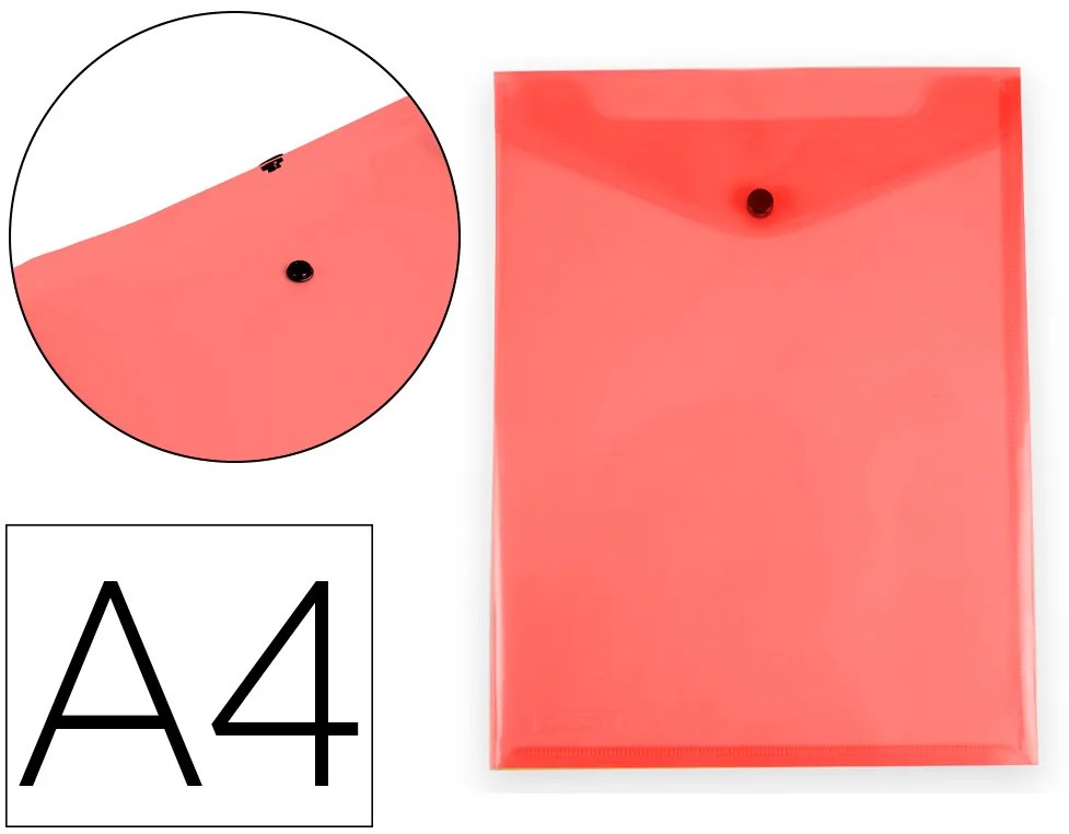 Pasta Dossier com Mola Polipropileno Din A4 Formato Vertical com Fole Vermelho Translúcido