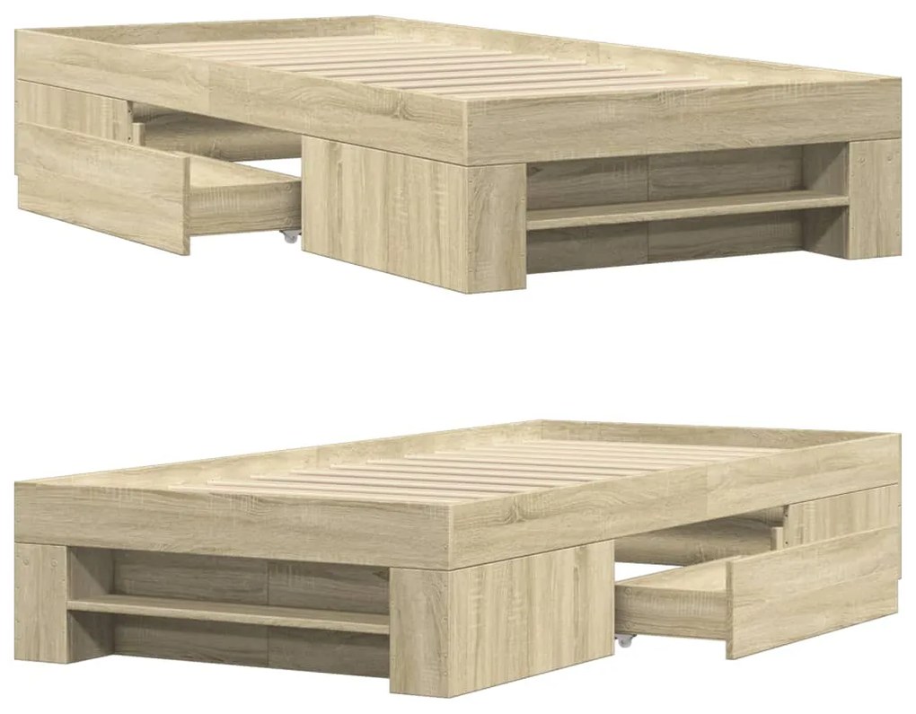 Estrutura cama s/ colchão derivados de madeira carvalho sonoma