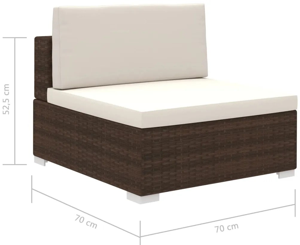 12 pcs conjunto lounge jardim c/ almofadões vime PE castanho