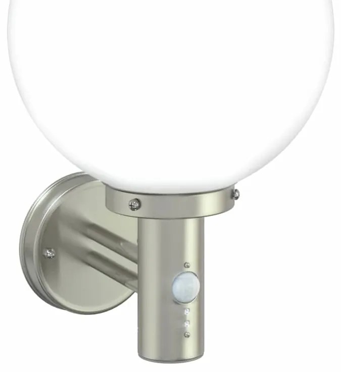 Luz de Parede Externa com Sensor Prateado Aço Inoxidável IP44