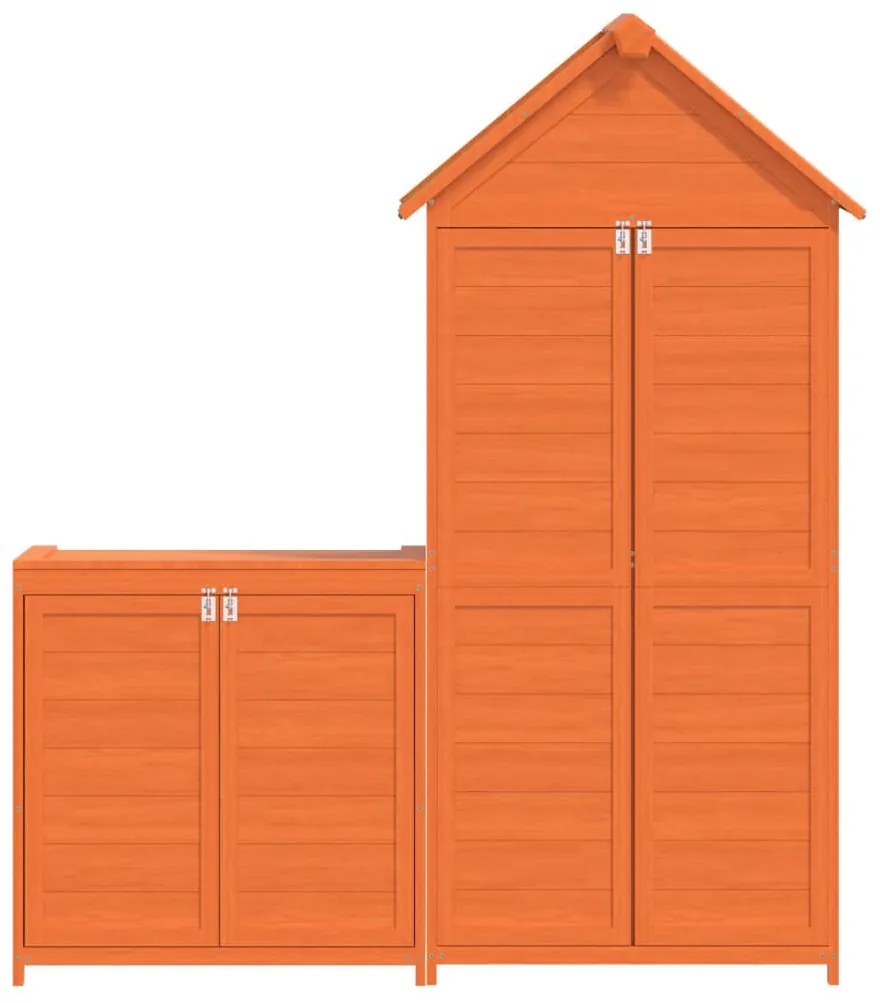 2 pcs conj. abrigos p/ ferramentas jardim pinho maciço castanho
