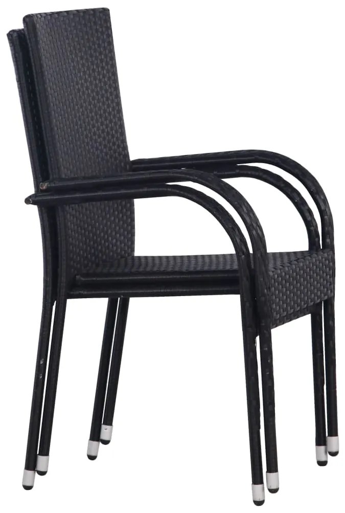 Cadeiras de exterior empilháveis 2 pcs vime PE preto