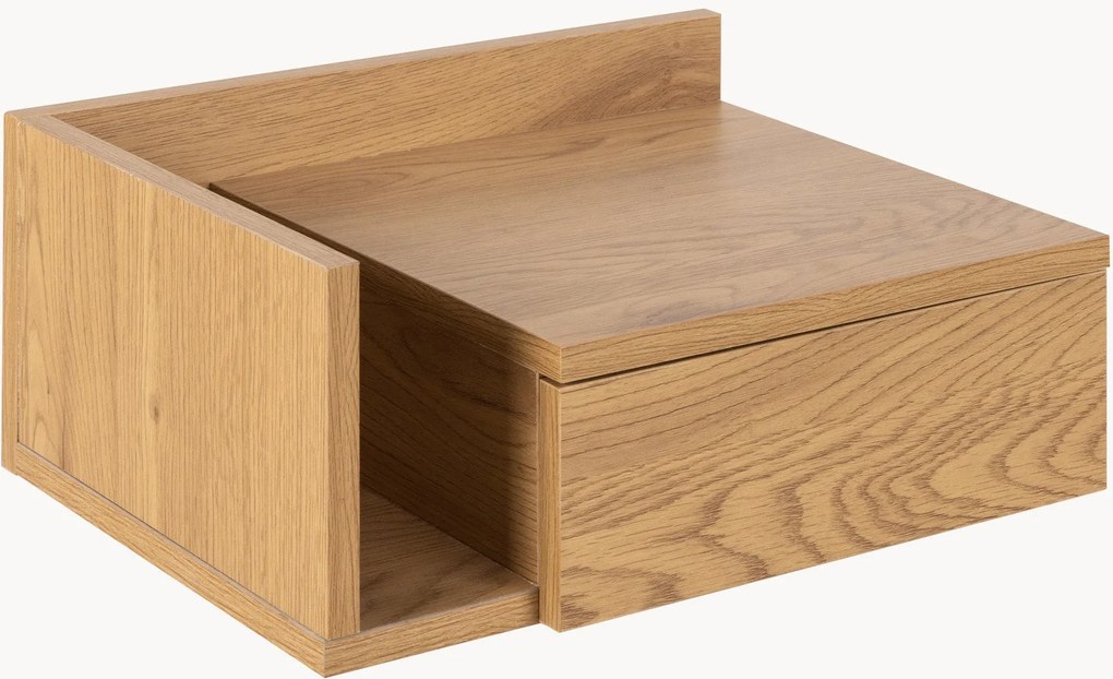 Mesa de cabeceira de parede com aspeto de carvalho e gaveta reversível