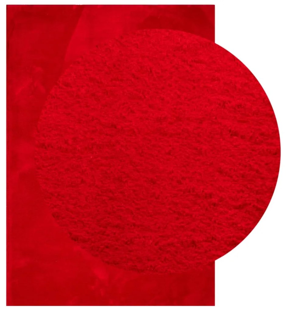 Tapete pelo curto macio e lavável HUARTE 140x200 cm vermelho