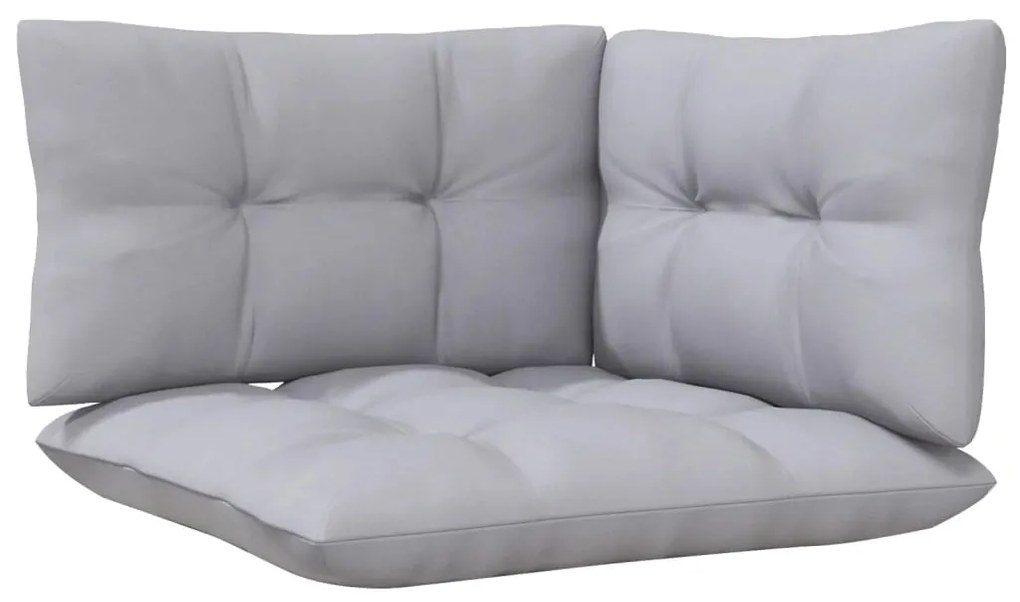 3 pcs conj. lounge jardim c/ almofadões cinzentos pinho maciço