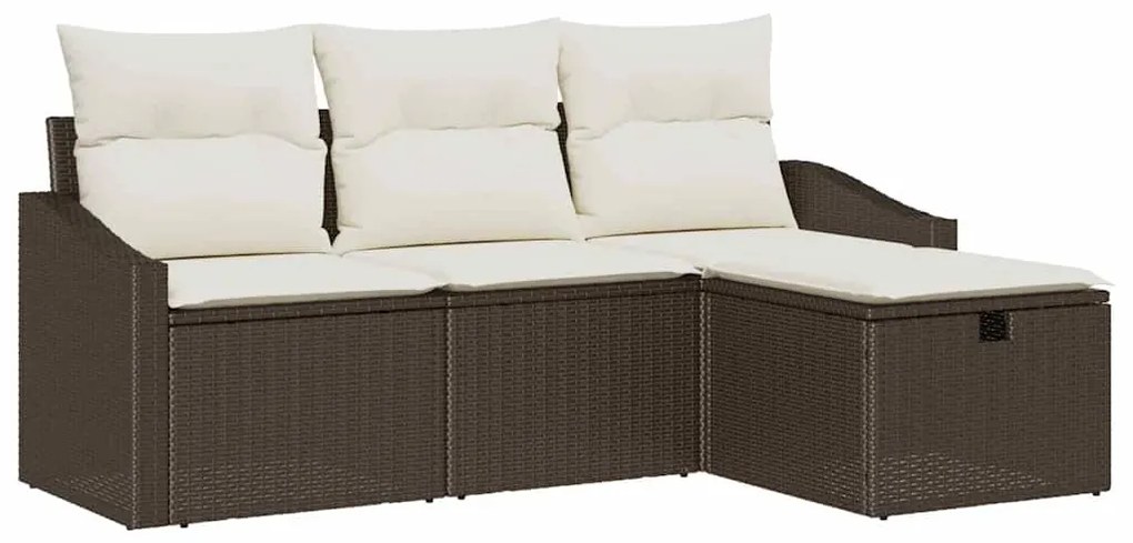 Conjunto de Sofá de Jardim em 4 Peças com Almofadas em Rattan Sintétic