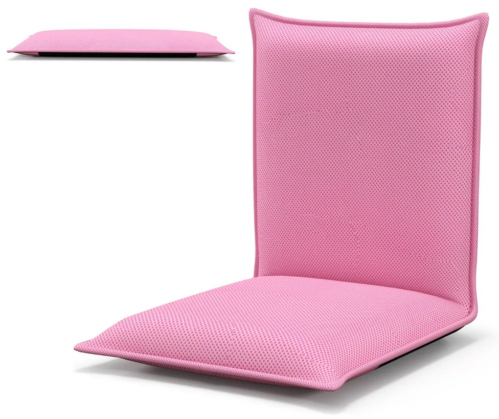 Cadeira Chão reclinável com estofos ajustáveis com apoio para as costas Ideal para leitura Meditação 98 x 47 x 7,5 cm Rosa
