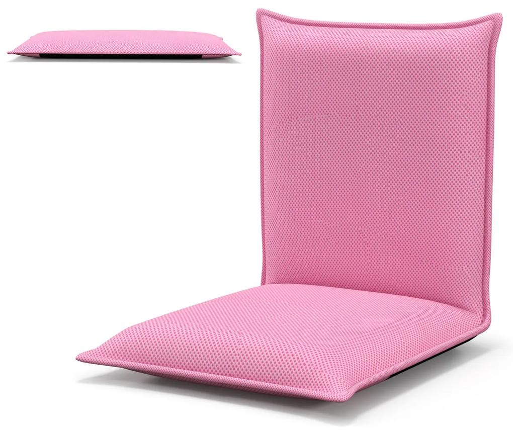 Cadeira reclinável acolchoada ajustável ao nível do chão com apoio para as costas ideal para leitura e meditação rosa 98 x 47 x 7,5 cm Rosa